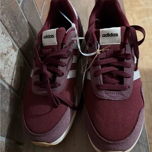 Adidas Maroon and White Sneakers